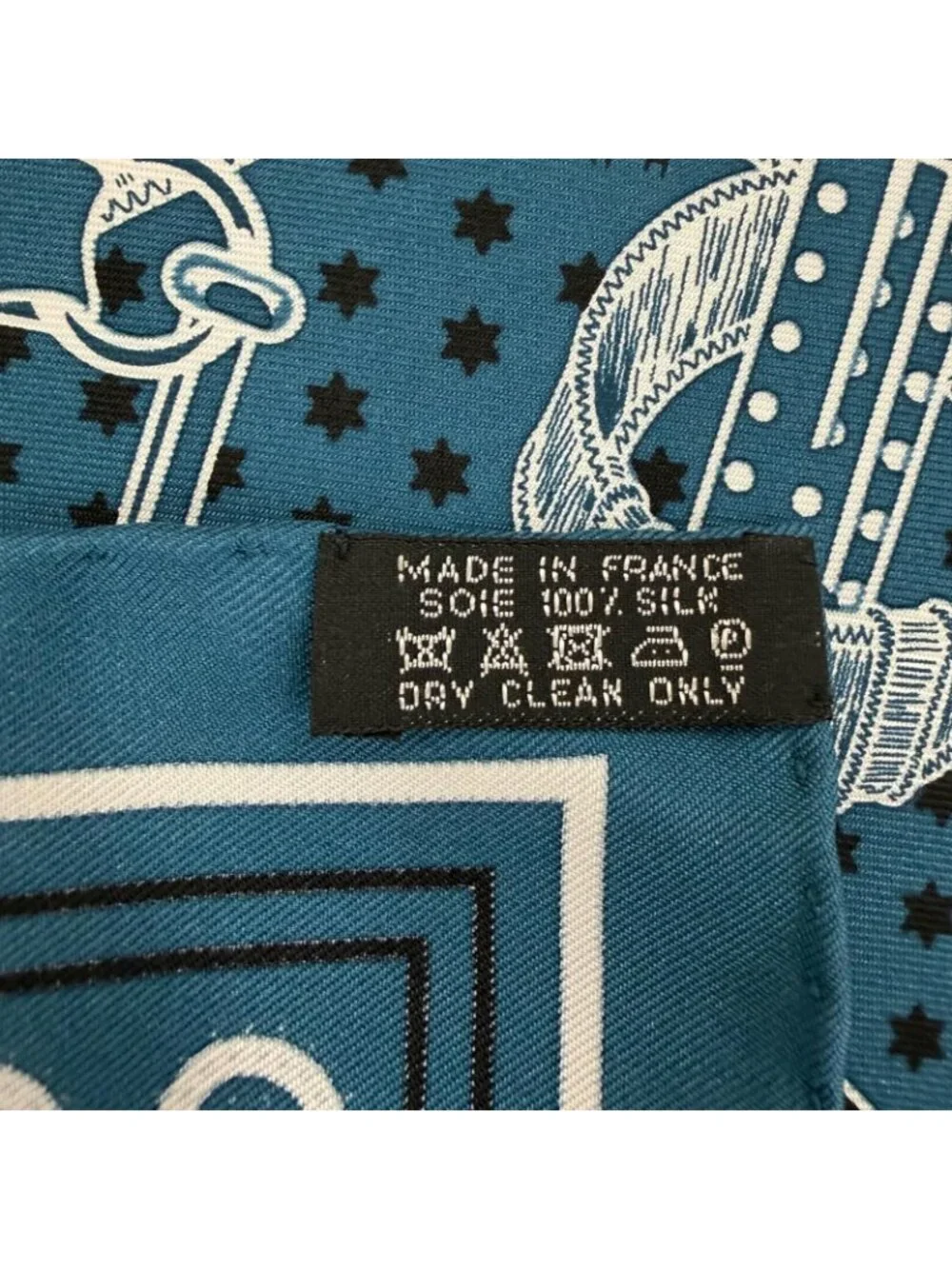 Hermes Carre 55 Apron Dole Bandana Silk 100% Scarf Blue